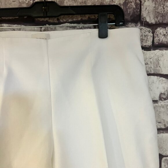 Chico's White Crop Pants W/ Side Zip Size L/12 - Picture 3 of 9